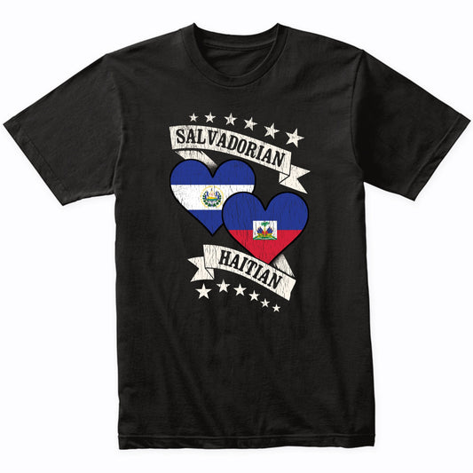 Salvadorian Haitian Heart Flags El Salvador Haiti T-Shirt