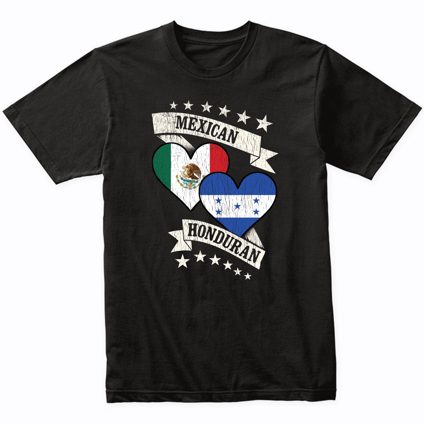 Mexican Honduran Heart Flags Mexico Honduras T-Shirt