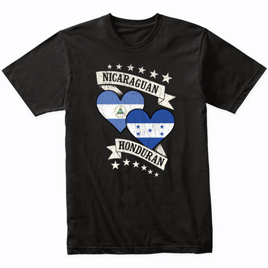 Nicaraguan Honduran Heart Flags Nicaragua Honduras T-Shirt