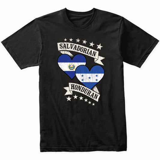 Salvadorian Honduran Heart Flags El Salvador Honduras T-Shirt