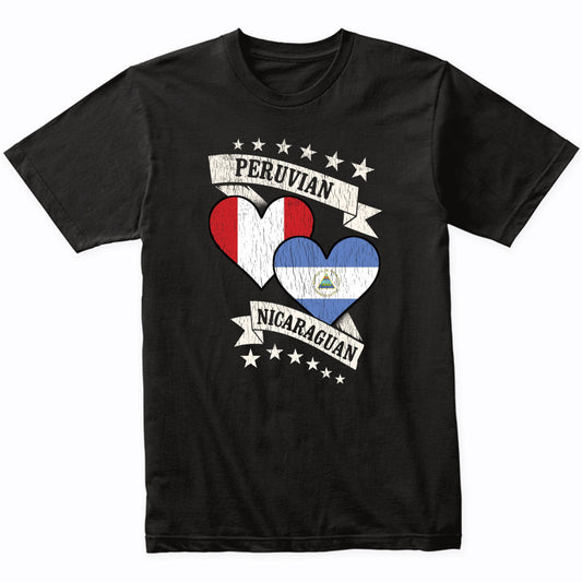 Peruvian Nicaraguan Heart Flags Peru Nicaragua T-Shirt