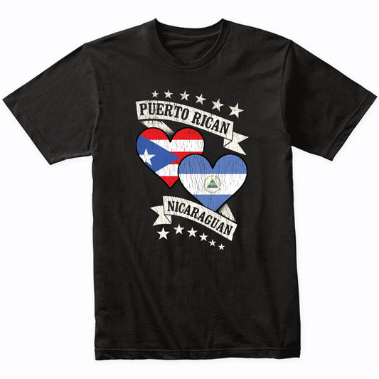 Puerto Rican Nicaraguan Heart Flags Puerto Rico Nicaragua T-Shirt
