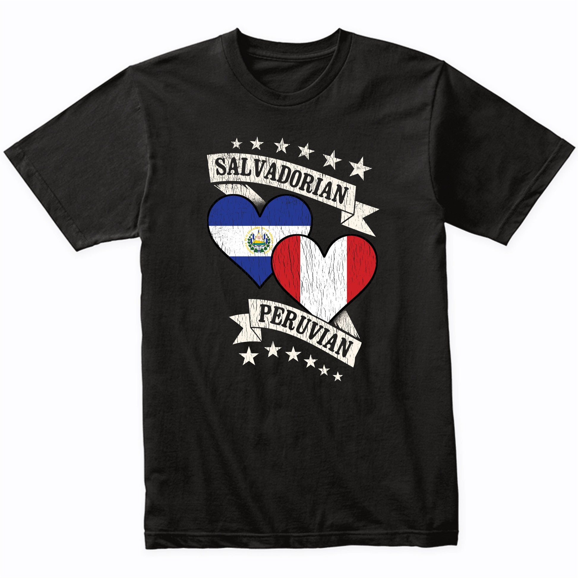 Salvadorian Peruvian Heart Flags El Salvador Peru T-Shirt