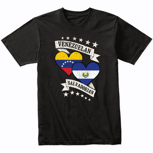 Venezuelan Salvadorian Heart Flags Venezuela El Salvador T-Shirt
