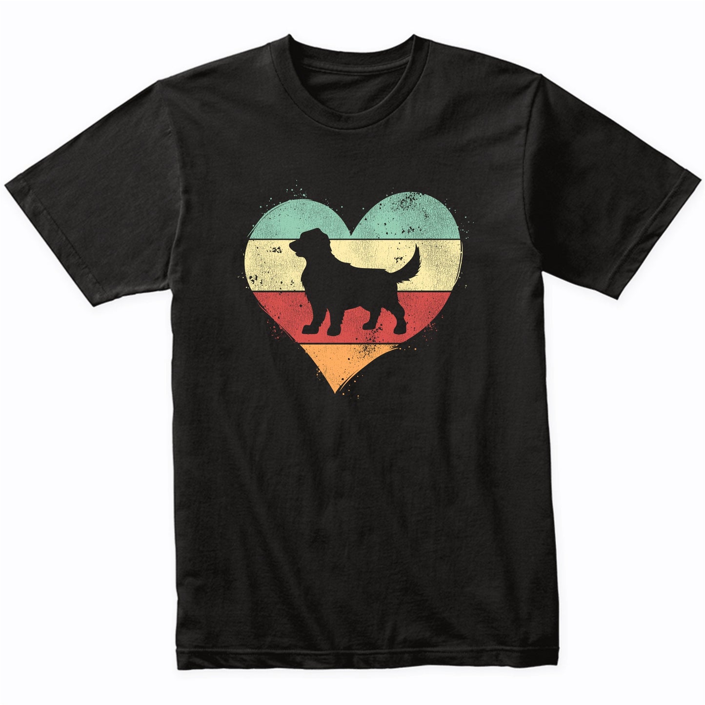 Retro Heart Golden Retriever Dog Breed Silhouette Dog Owner Love T-Shirt