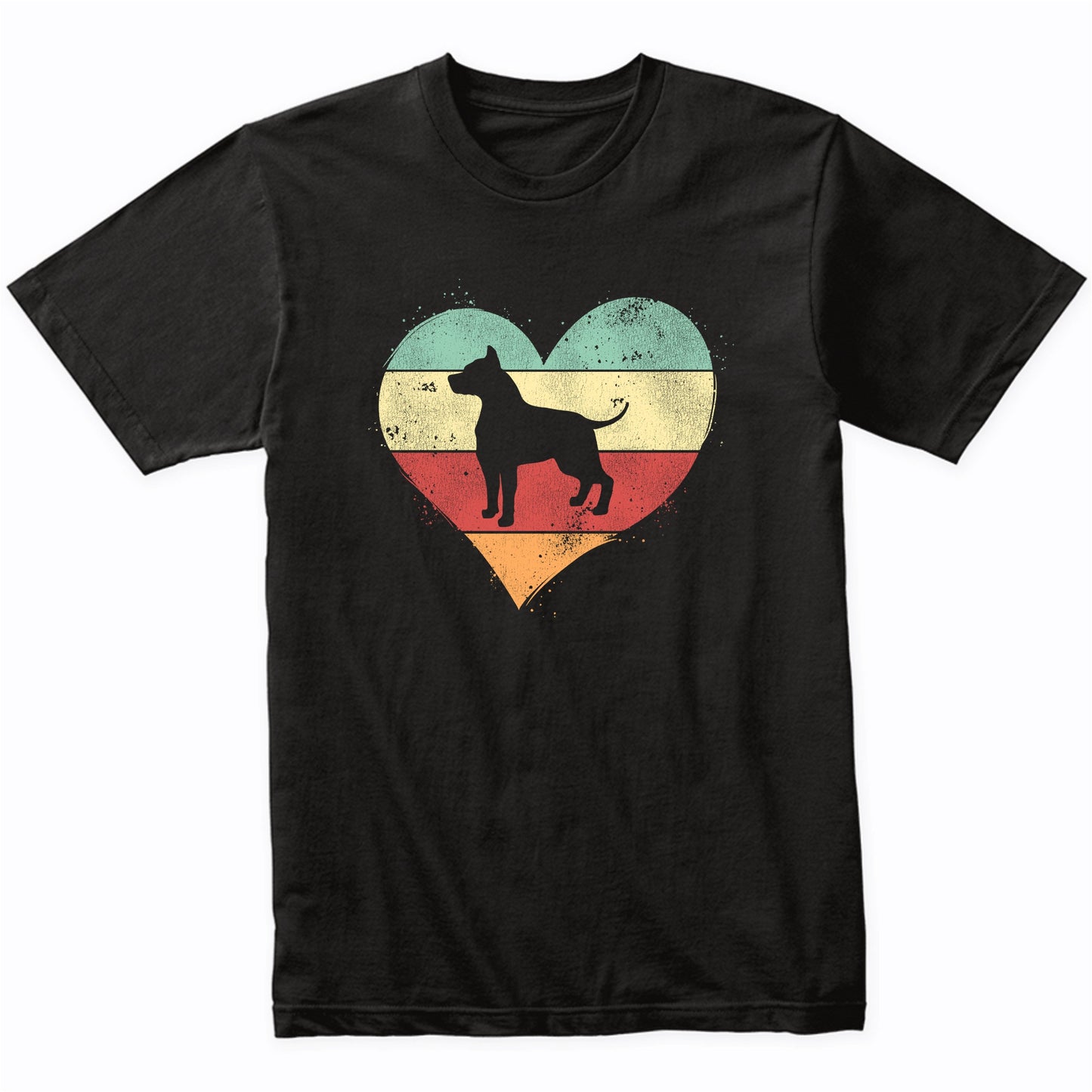 Retro Heart AmStaff Dog Breed Silhouette Dog Owner Love T-Shirt