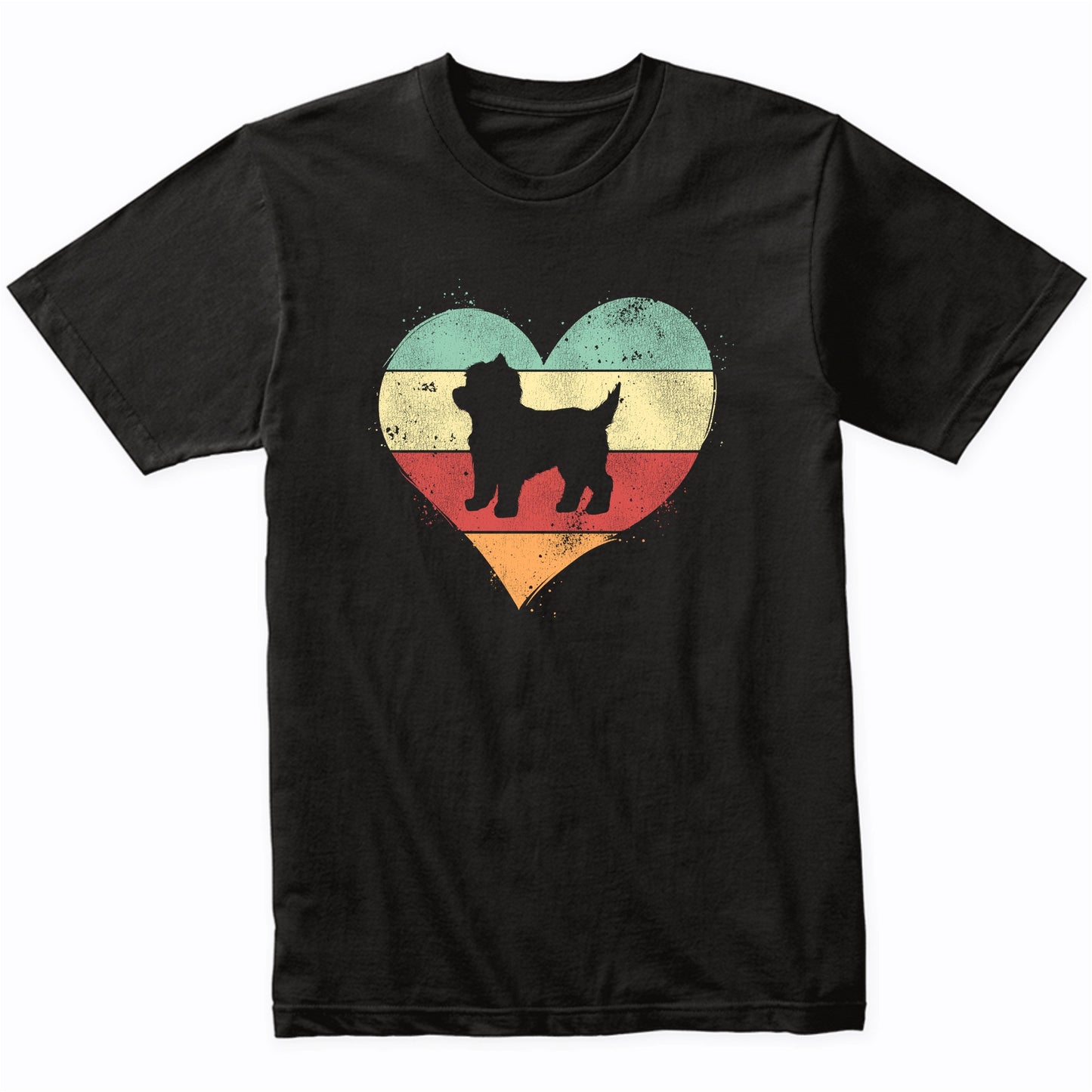 Retro Heart Cairn Terrier Dog Breed Silhouette Dog Owner Love T-Shirt