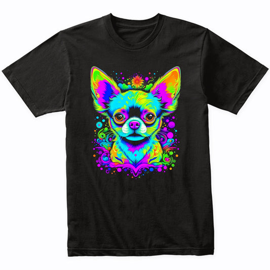 Colorful Bright Chihuahua Vibrant Psychedelic Dog Art T-Shirt