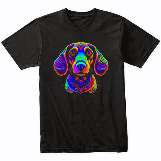 Colorful Bright Dachshund Vibrant Psychedelic Dog Art T-Shirt