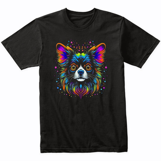 Colorful Bright Papillon Vibrant Psychedelic Dog Art T-Shirt