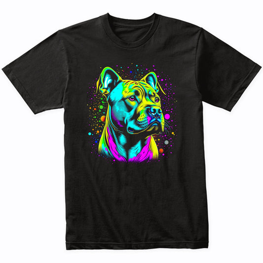 Colorful Bright Pit Bull Terrier Vibrant Psychedelic Dog Art T-Shirt