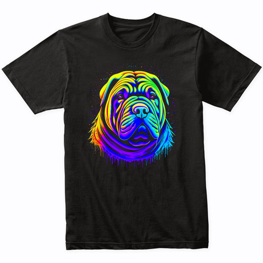Colorful Bright Shar Pei Vibrant Psychedelic Dog Art T-Shirt