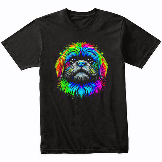 Colorful Bright Shih Tzu Vibrant Psychedelic Dog Art T-Shirt