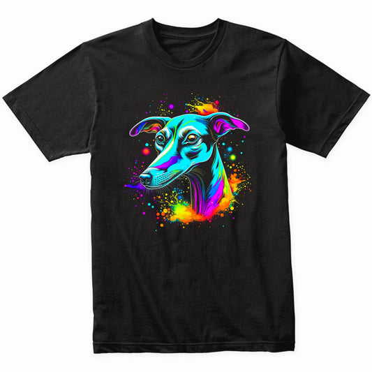 Colorful Bright Whippet Vibrant Psychedelic Dog Art T-Shirt