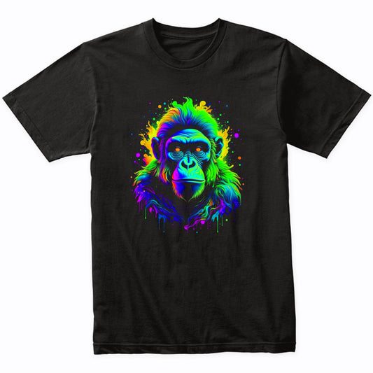 Colorful Bright Bonobo Vibrant Psychedelic Monkey Animal Art T-Shirt