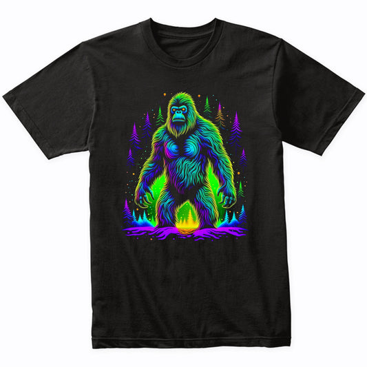 Colorful Bright Bigfoot Vibrant Psychedelic Sasquatch Art T-Shirt