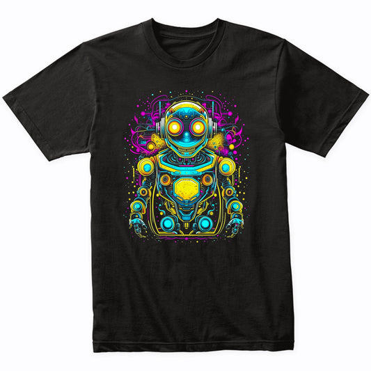 Colorful Bright Robot Vibrant Psychedelic Art T-Shirt
