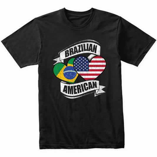 Brazilian American Hearts USA Brazil Flags T-Shirt