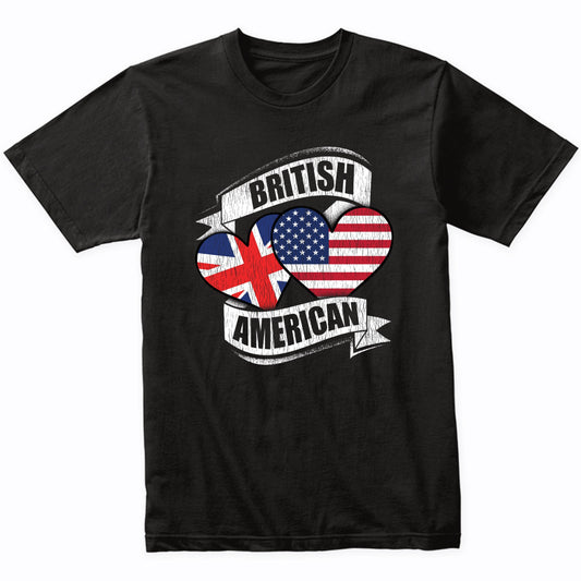 British American Hearts USA United Kingdom UK Flags T-Shirt