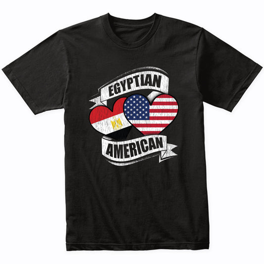 Egyptian American Hearts USA Egypt Flags T-Shirt