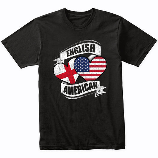 English American Hearts USA England Flags T-Shirt