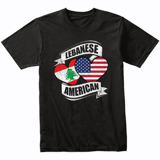 Lebanese American Hearts USA Lebanon Flags T-Shirt