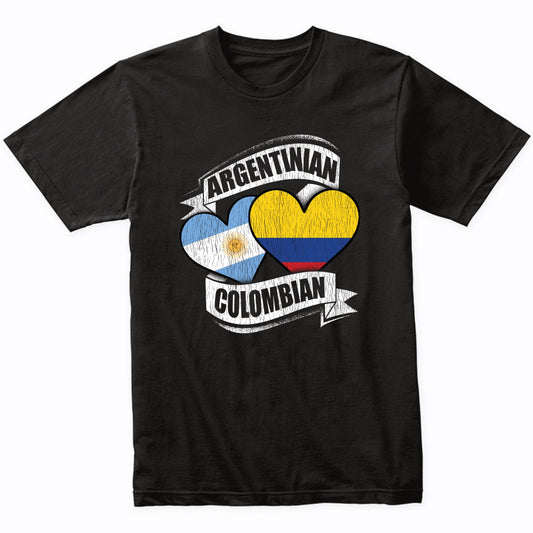 Argentinian Colombian Hearts Argentina Colombia Flags T-Shirt