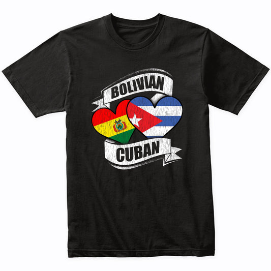 Bolivian Cuban Hearts Bolivia Cuba Flags T-Shirt
