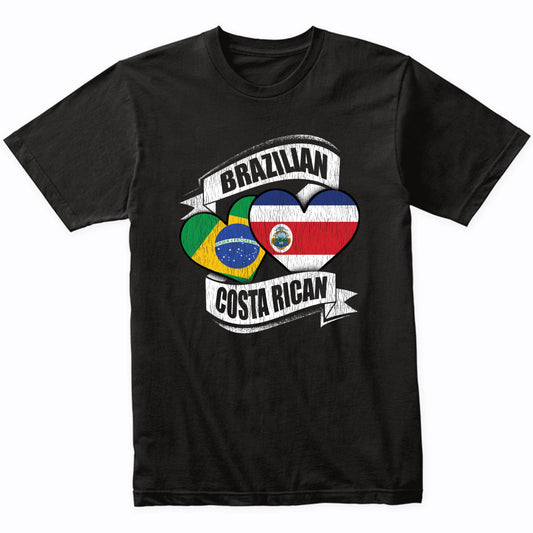 Brazilian Costa Rican Hearts Brazil Costa Rica Flags T-Shirt