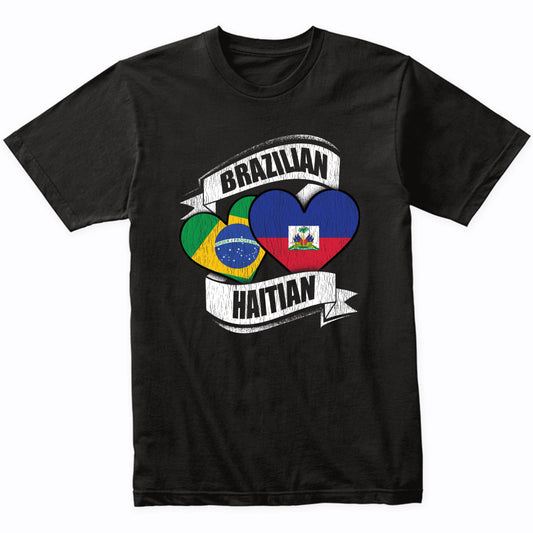 Brazilian Haitian Hearts Brazil Haiti Flags T-Shirt