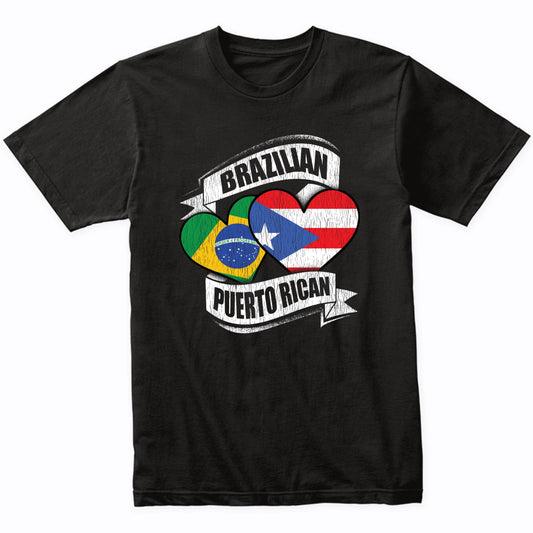 Brazilian Puerto Rican Hearts Brazil Puerto Rico Flags T-Shirt