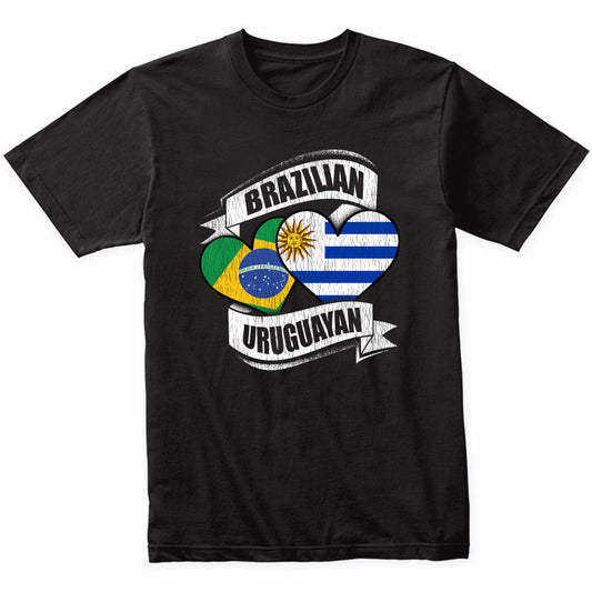 Brazilian Uruguayan Hearts Brazil Uruguay Flags T-Shirt