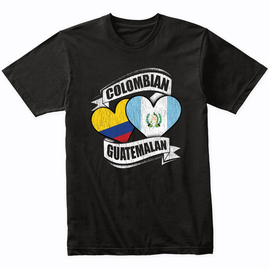 Colombian Guatemalan Hearts Colombia Guatemala Flags T-Shirt