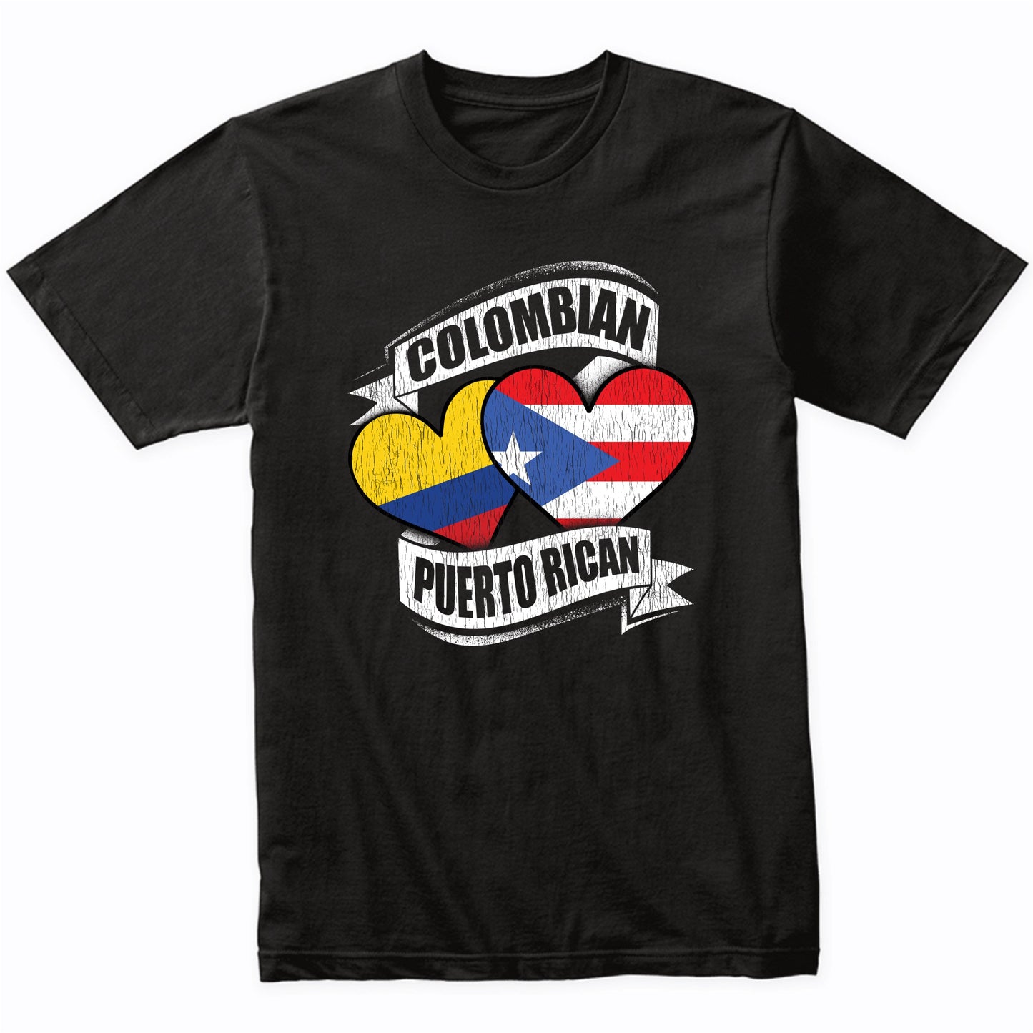 Colombian Puerto Rican Hearts Colombia Puerto Rico Flags T-Shirt