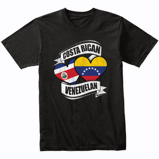Costa Rican Venezuelan Hearts Costa Rica Venezuela Flags T-Shirt
