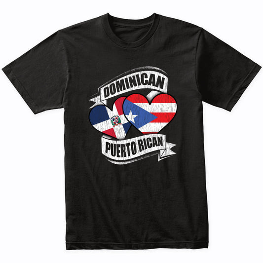 Dominican Puerto Rican Hearts Dominican Puerto Rico Flags T-Shirt