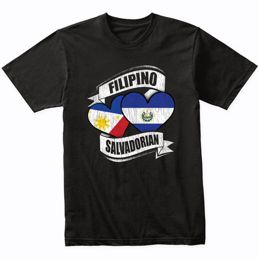 Filipino Salvadorian Hearts Philippines El Salvador Flags T-Shirt