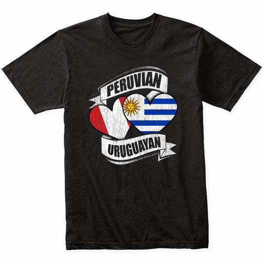 Peruvian Uruguayan Hearts Peru Uruguay Flags T-Shirt