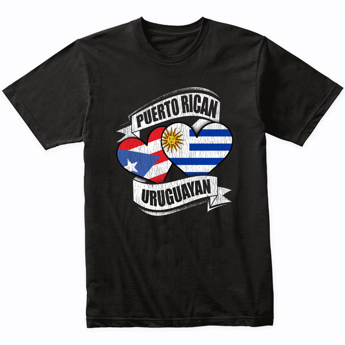 Puerto Rican Uruguayan Hearts Puerto Rico Uruguay Flags T-Shirt
