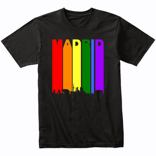 Madrid Spain Downtown Rainbow Skyline LGBT Gay Pride T-Shirt