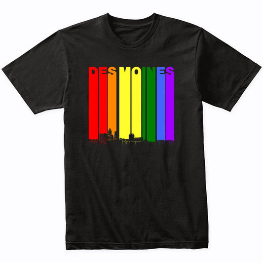 Des Moines Iowa Skyline Rainbow LGBT Gay Pride T-Shirt