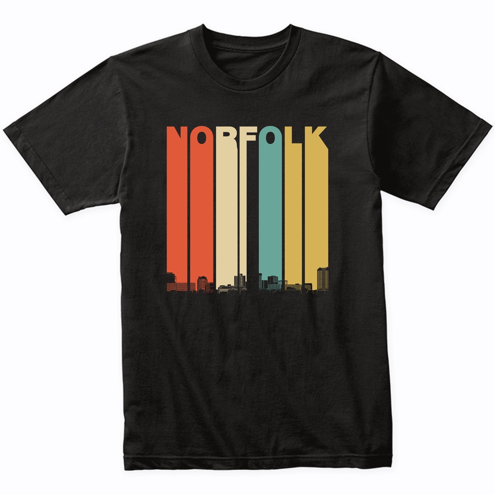 Vintage 1970's Style Norfolk Virginia Skyline T-Shirt
