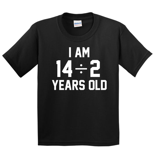 I Am 14 Divided By 2 7th Birthday Math Kids Shirt