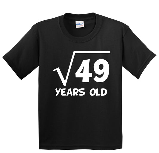 Kids 7th Birthday Shirt Square Root 7 Years Old Math T-Shirt