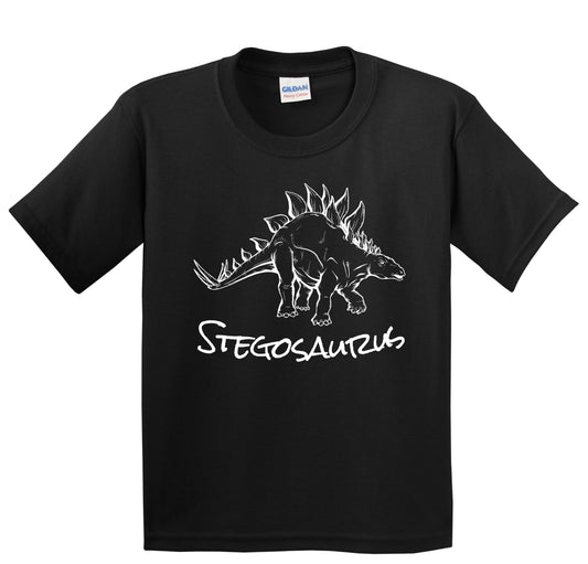 Stegosaurus Sketch Cool Prehistoric Animal Dinosaur Kids T-Shirt