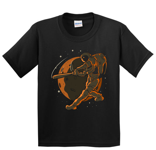 Baseball Batter Astronaut Outer Space Spaceman Kids T-Shirt