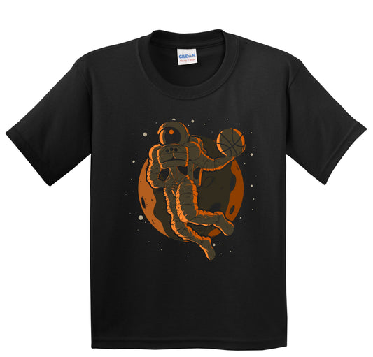 Basketball Dunk Astronaut Outer Space Spaceman Kids T-Shirt