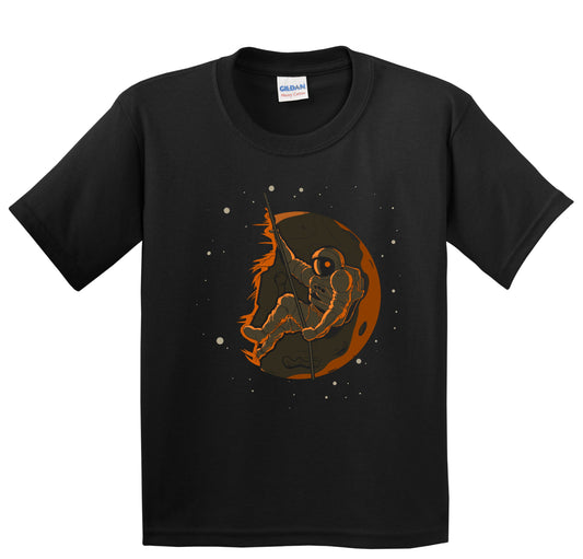 Rock Climbing Astronaut Outer Space Spaceman Kids T-Shirt