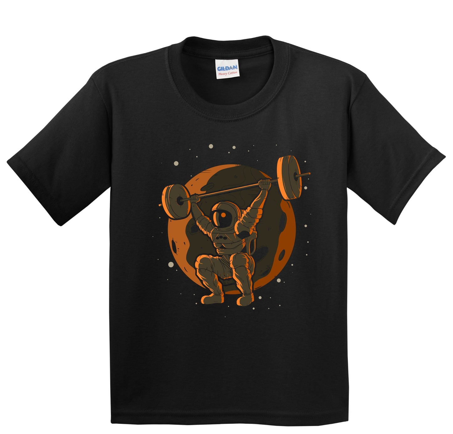 Weightlifting Astronaut Outer Space Spaceman Kids T-Shirt