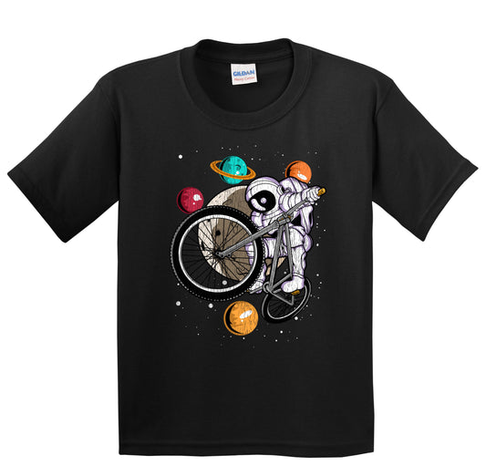 BMX Astronaut Outer Space Spaceman Bike Distressed Youth T-Shirt